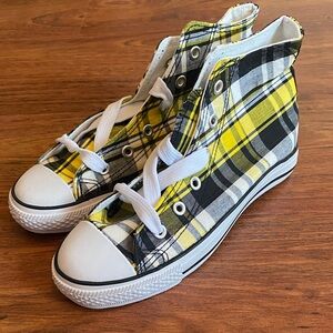 New Plaid High-Top Kids Sneakers